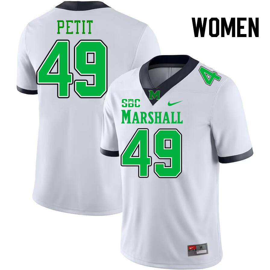 Women #49 Drew Petit Marshall Thundering Herd SBC Conference College Football Jerseys Stitched-White